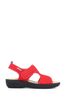 Fly Flot Red Wide Fit Ladies Touch-Fastening Sandals