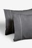 Charcoal Grey Collection Luxe 600 Thread Count 100% Cotton Sateen Duvet Cover And Pillowcase Set