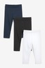 Black/Navy/White 3 Pack Cotton Leggings (3mths-7yrs)