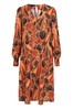 HotSquash Brown Chiffon V-Neck Loose Dress