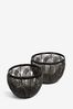 Set of 2 Black Arched Woven Storage Baskets