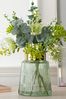 Lipsy Green Artificial Floral In Glass Vase