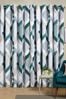 Green Overscale Marble Effect Geometric Blackout Eyelet Curtains