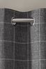 Charcoal Grey Windowpane Check Eyelet Lined Curtains