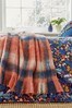 Joules Rust Orange Wool Blend Woodland Woven Check Throw