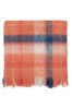 Joules Rust Orange Wool Blend Woodland Woven Check Throw