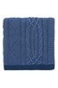 Joules Blue Cotton Coastal Cable Knit Throw