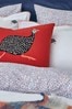 Joules Rust Red Cotton Guinea Fowl Cushion