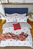 Joules Rust Red Cotton Guinea Fowl Cushion
