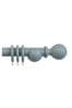 Dark Slate 35mm Wood Curtain Pole With Ribbed Ball Finial