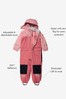 Polarn O Pyret Pink Waterproof Fleece Lined Rainsuit All-In-One