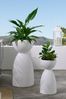White Hourglass Plant Pot