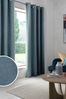 Blue Soft Marl Eyelet Blackout/Thermal Curtains