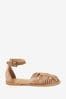 Camel Ankle Strap Huarache Sandals