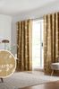 Ochre Yellow Cow Parsley Eyelet Curtains