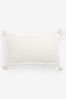 Natural Natural White Tufted Geo Oblong Cushion