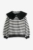 Black/White Stripe Collar Crew Sweatshirt (3-16yrs)
