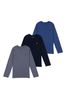 Jack Wills Blue Mr Wills Long Sleeve T-Shirts 3 Pack