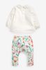Pink / White 4 Pack Baby Floral Tops And Leggings Set