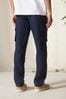 Navy Blue 100% Linen Cargo Trousers