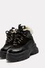 River Island Black Hiker Borg Lace Up Boots