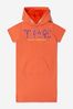 Girls French Terry Hooded Dress in Orange