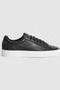 Reiss Black Finley Leather Contrast Sole Trainers