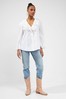 French Connection Ena White Organic Rhodes Ruffle Blouse