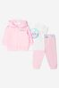 Baby Girls Tracksuit And T-Shirt Set in Pink