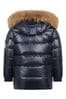 Boys Authentic Shiny Fur Down Jacket in Navy