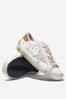 Girls Leather Star And Laminated Heel May Trainers in White