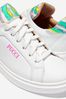 Girls White Leather Patterned Logo Trainers