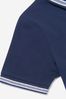 Boys Cotton Pique Embroidered Logo Polo Shirt in Navy