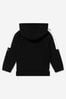 Boys Cotton Hooded Track Cardigan in Black