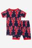 Boys Navy Blue Marine Lobsters Organic Cotton Pyjamas