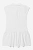 Girls Cotton Pique Polo Dress in White
