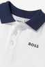Baby Boys Cotton Pique Logo Polo Shirt in White