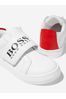 Boys Leather Logo Print Trainers in White
