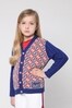 Kids Cotton and Wool Geometric Print Cardigan in Red
