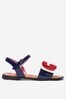 Girls Leather GG Sandals in Navy