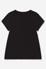 Girls Cotton Monogram T-Shirt in Black