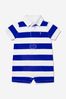 Baby Boys Cotton Jersey Striped Rugby Romper in Blue