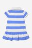 Baby Girls Cotton Rugby Stripe Dress With Knickers in Blue