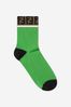 Unisex Cotton Logo Trim Socks 2 Pack Set in Green