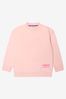 Unisex Cotton Logo Print Sweat Top in Pink