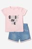 Baby Girls T-Shirt And Denim Shorts in Pink