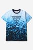 Boys Wavy Sea Print T-Shirt in Blue
