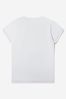 Girls Cotton Logo Print T-Shirt in White