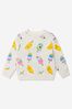 Baby Girls Cotton Fleece Lolly Print Tracksuit in White
