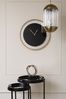 Libra Black Black Telford Round Wall Clock with Gold Detail